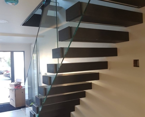 Chigwell - Floating Cantilever Staircase In Black Oak (2)
