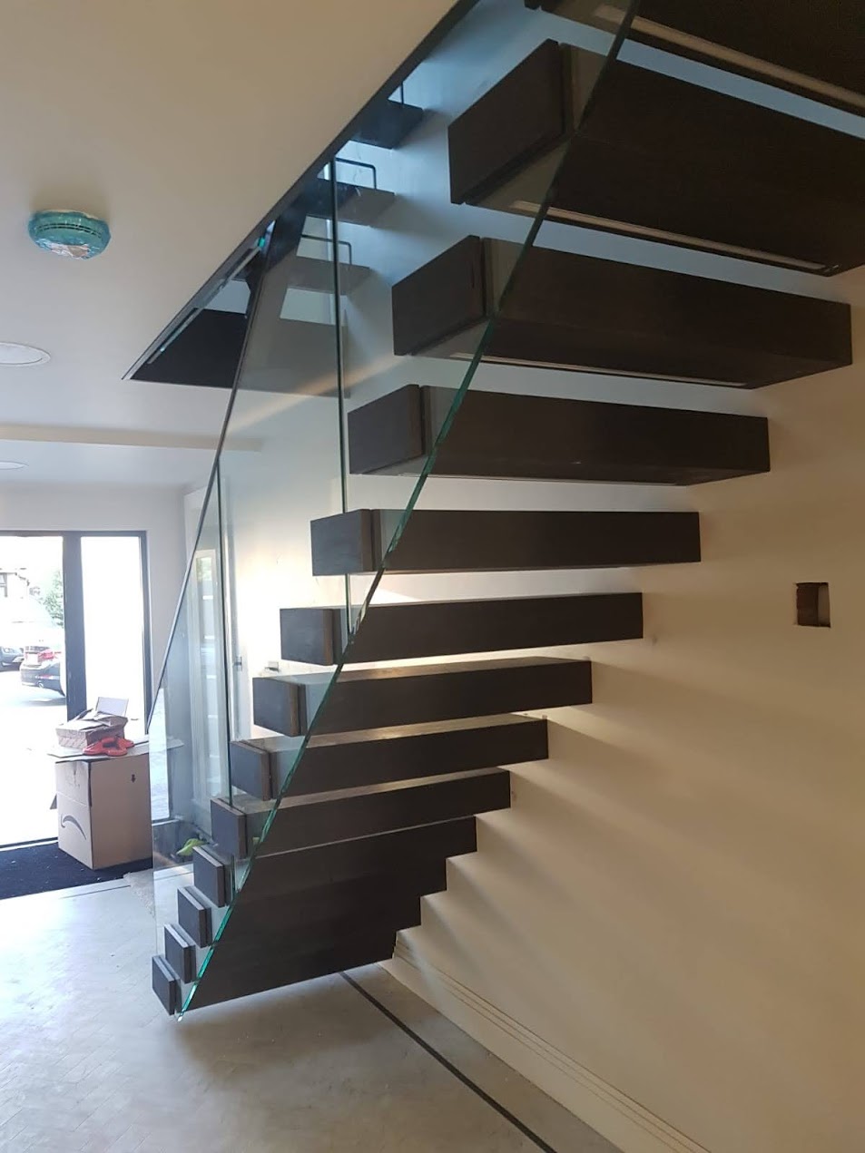 Chigwell - Floating Cantilever Staircase In Black Oak (2)